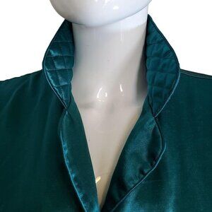 Satiny Sleep Shirt PJ Top Partners Intimates Button UP Women Medium Tea Blue NEW